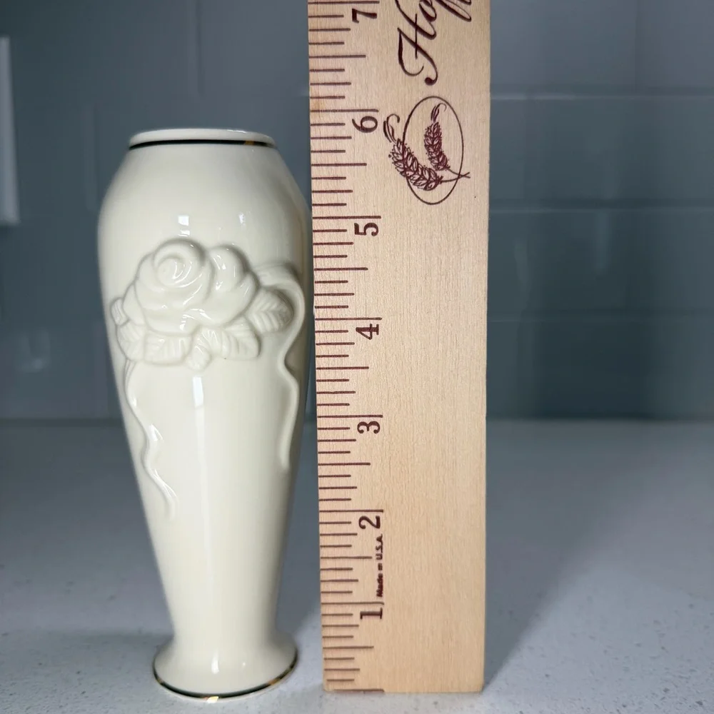 Lenox Rose Blossom Bud Vase Ivory 24k Gold Trim 6” Small